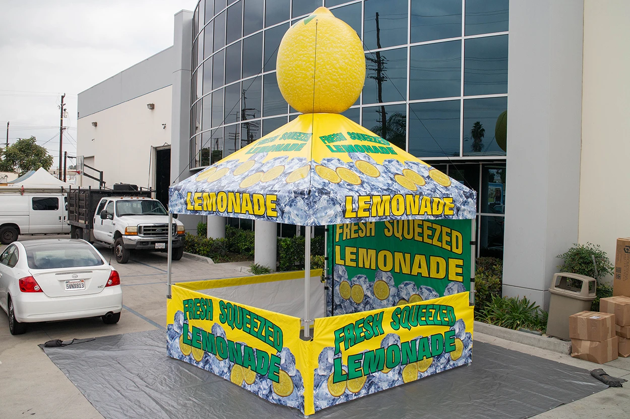 Canopy with a giant prop for advertising.
