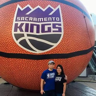 Custom Sacramento Kings inflatable basketball with team logo.