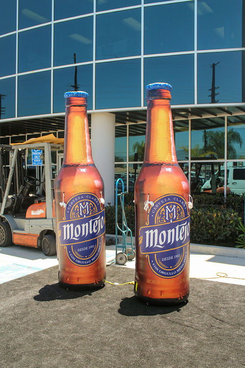 Custom giant inflatable Montejo beer bottles