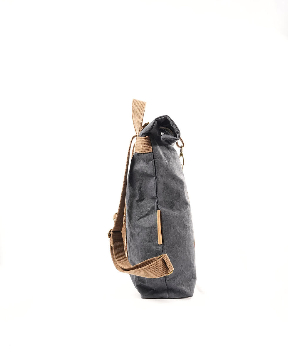 Miniaturbild: Rolltop Rucksack Navy & beige Henkel