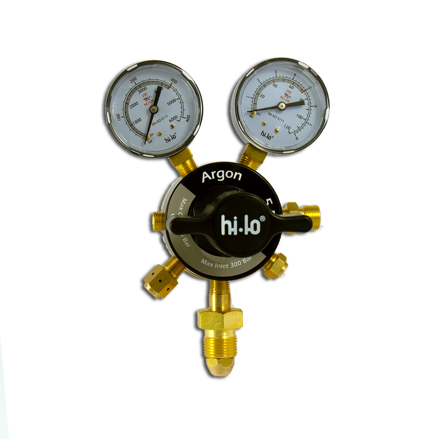 Hi-Lo UK Two Stage elite 2 gauge Argon 5 bar regulator
