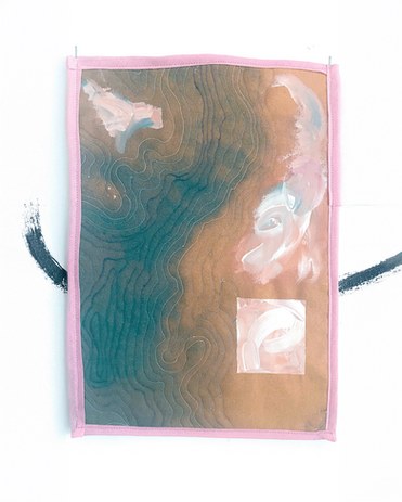 Hannah Pratt Textiles and photography small quilt/tapestry pint blue orange coral no2