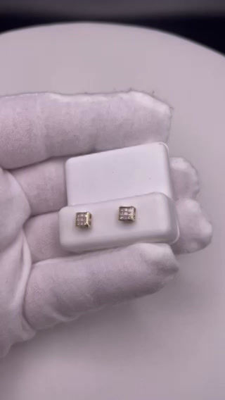 Thumbnail: 14K Yellow Gold 0.30CTW Diamond Dome Kite Earrings Princess Cuts