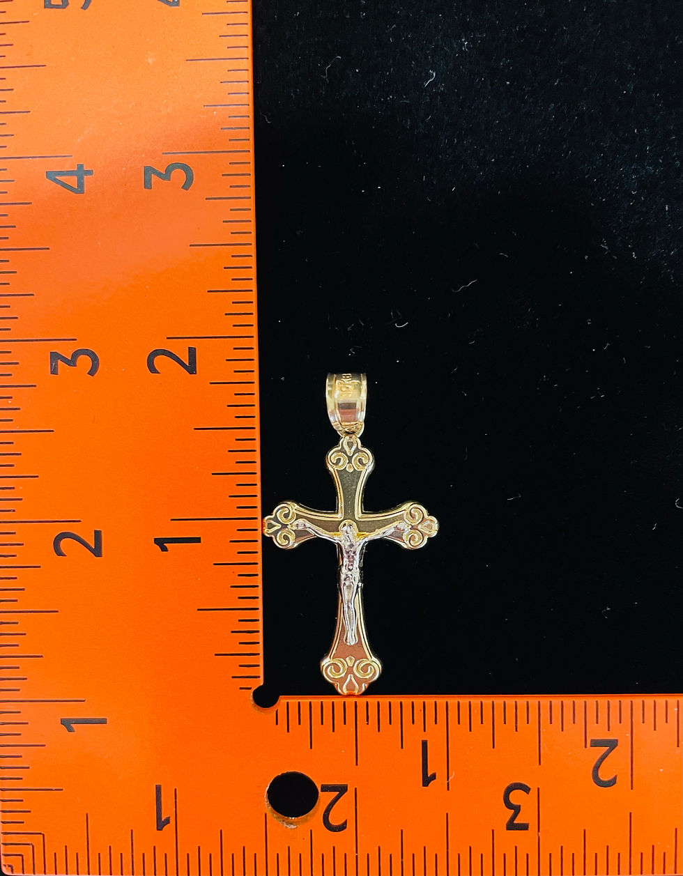 Thumbnail: 10K Two Tone Gold Jesus Cross Pendant