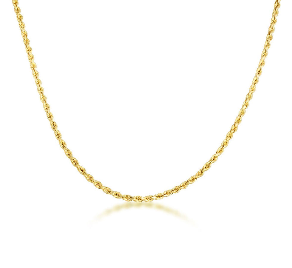 Thumbnail: 14K 2mm Hollow Yellow Gold Rope Chain