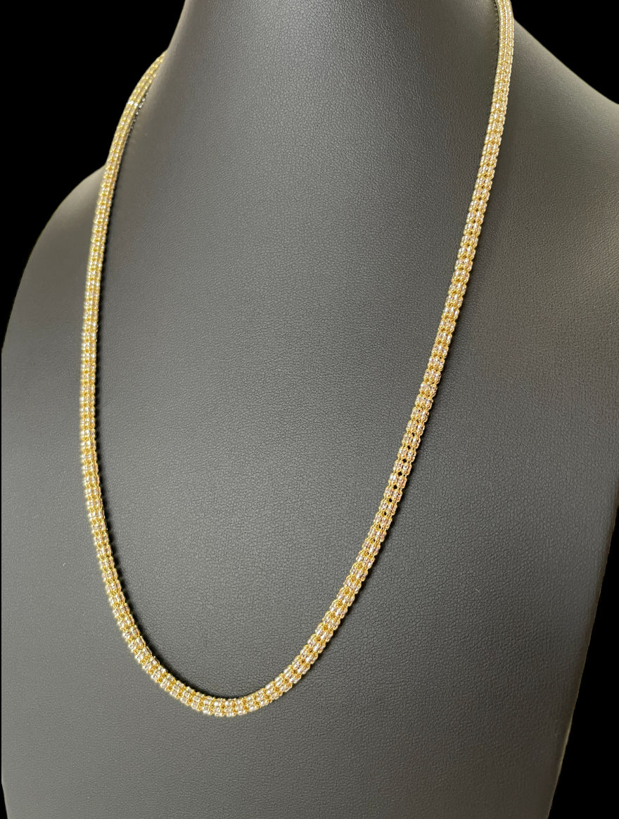 Thumbnail: 22" 3.5MM 10K Two-Tone White/Yellow Gold Ice Chain Necklace