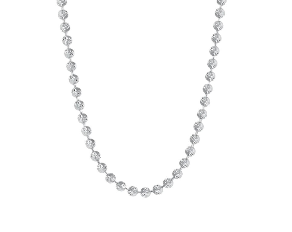 925 Sterling Silver Moon Cut Bead Necklace