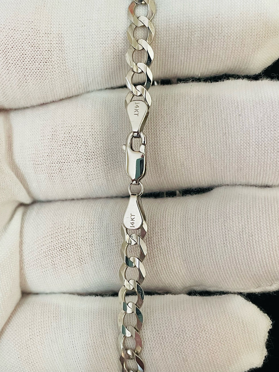 Thumbnail: 8" Solid 14K White Gold Curb/Cuban Bracelet
