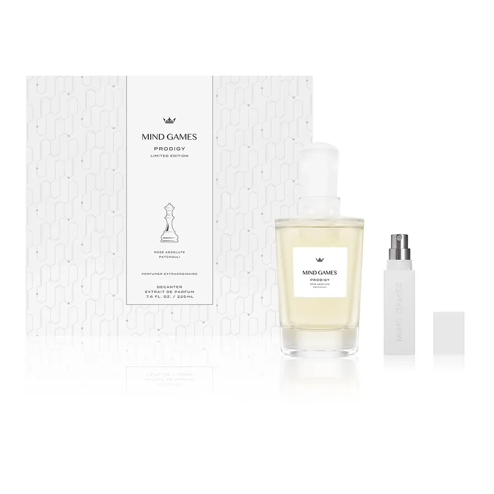 Mind Games Prodigy Limited Edition perfume set with packaging and bottle