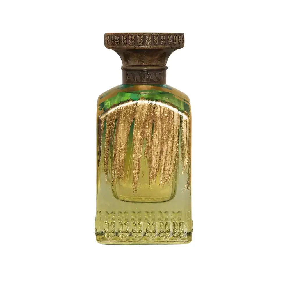 Anfas Mada perfume bottle green ornate glass front view