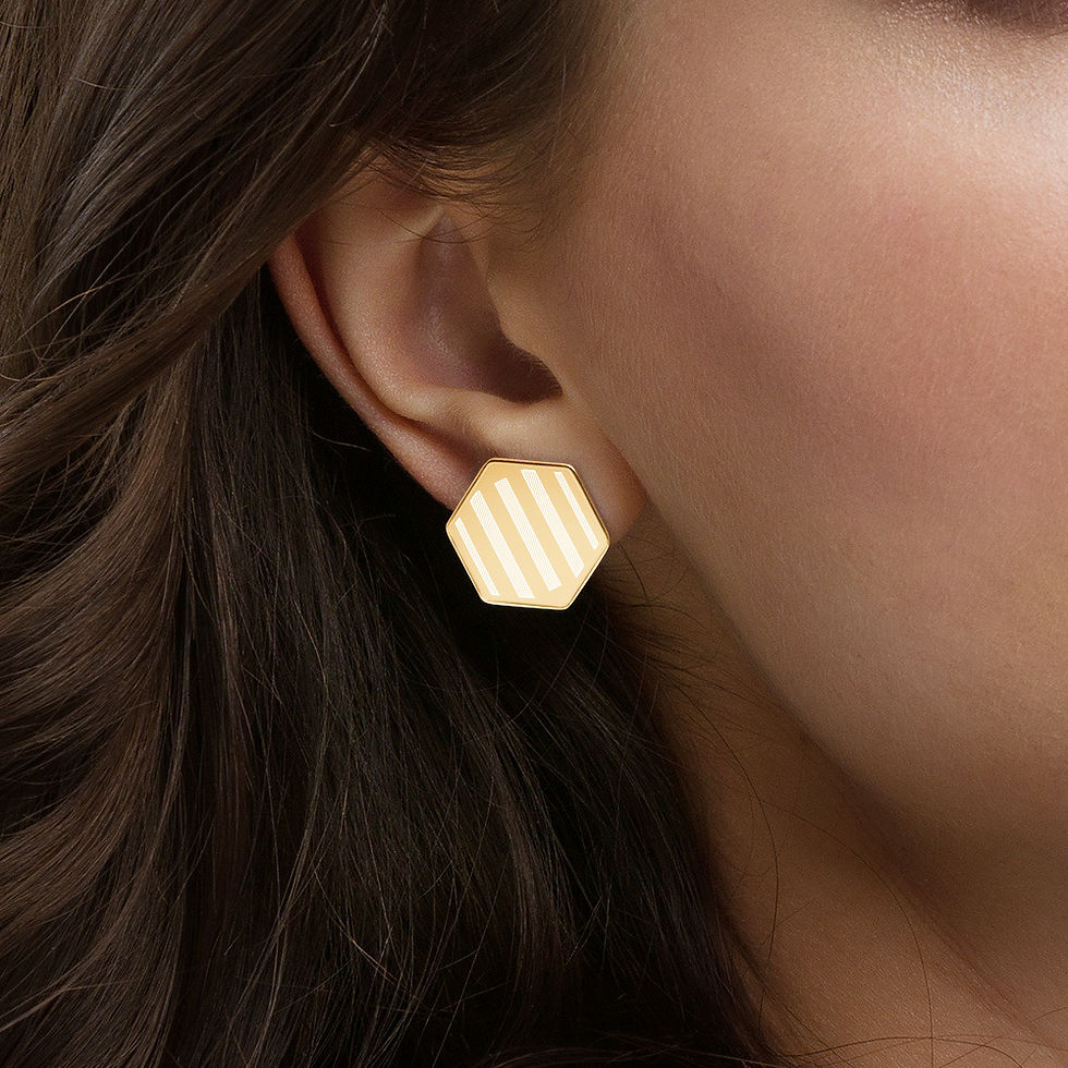 Thumbnail: Sterling Silver Hexagon Stud Earrings