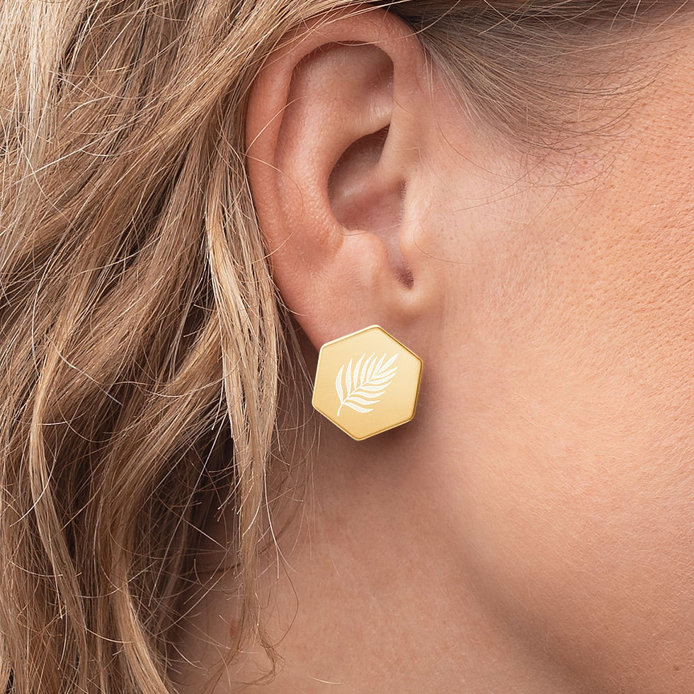 Thumbnail: Sterling Silver Hexagon Stud Earrings