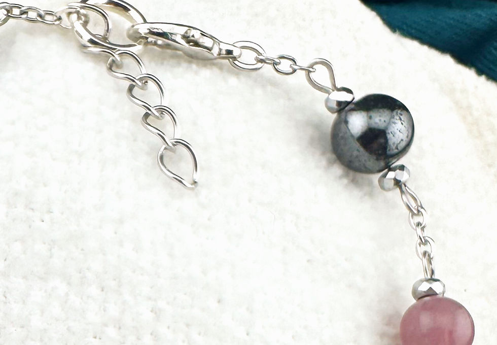 Thumbnail: Madagascar Rose Quartz & Hematite Bracelet | Handmade Healing Jewelry