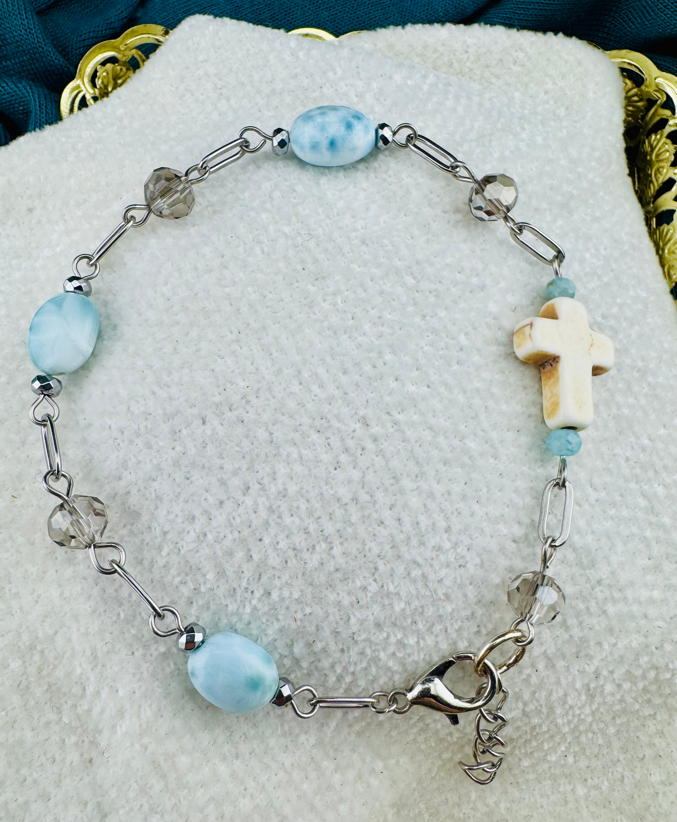 Larimar Prayer Bracelet | Handmade Faith-Inspired Jewelry