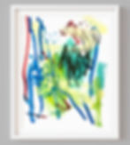 Abstract Composition SI6 – expressive mixed-media artwork with vibrant blue strokes and earthy greens by Evgenia Makarova