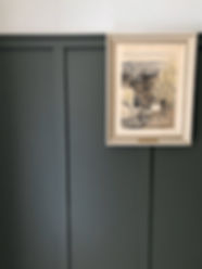Lisa Clark Design Interior Design Steinbach Winnipeg Manitoba powder room hexagon floor green wall panelling marble countertop top