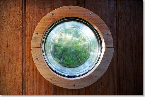 Detail of the tree house's porthole window