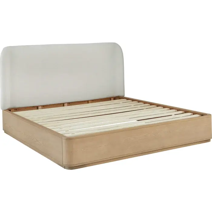 Thumbnail: Penny Upholstered Platform Bed in Buff Cream Ash and Oatmeal Linen