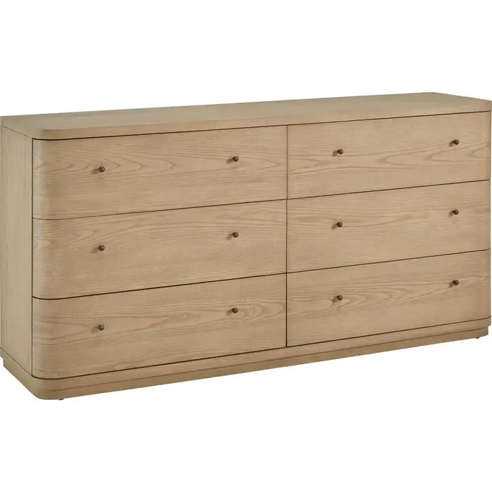 Thumbnail: Penny Six Drawer White Ash Dresser in Buff Cream