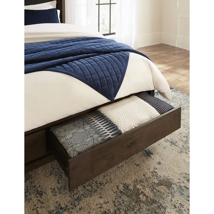 Thumbnail: Boracay Upholstered Wingback Storage Bed in Wild Oats Brown