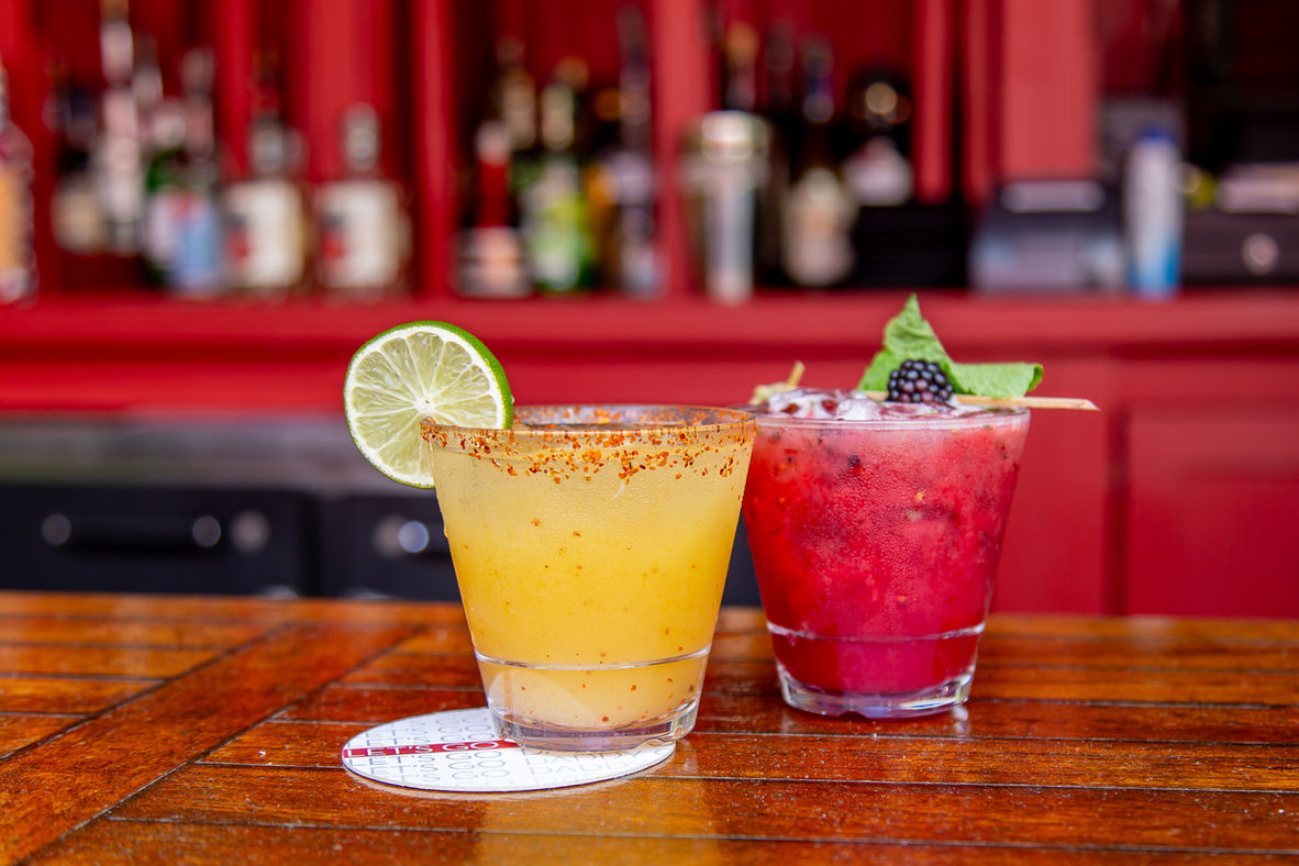Seasonal cocktails on the bar in the Garden Patio