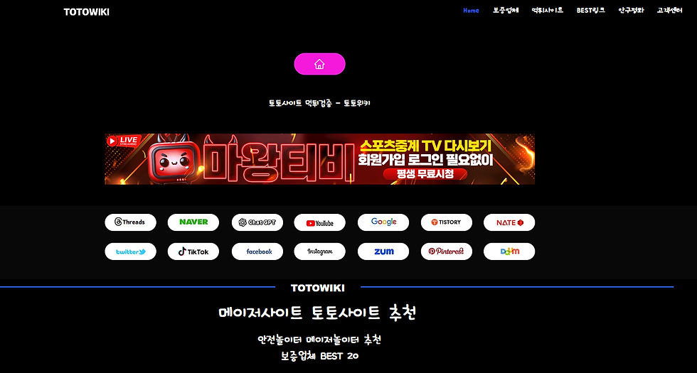 1등 먹튀 검증 사이트_토토위키 홈 화면