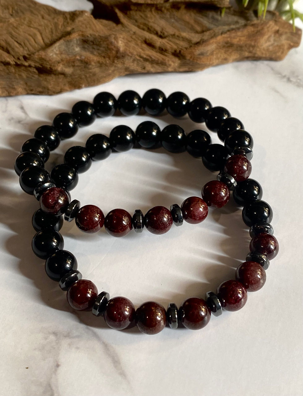 "By Lilith's Command" Crystal Bracelet | Garnet & Obsidian