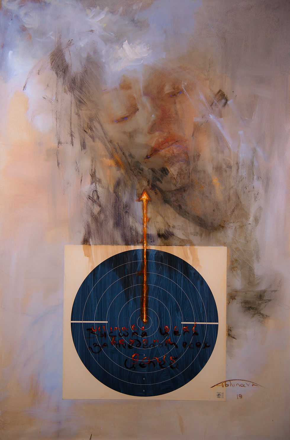 "Ultimate goal beyond goals" A.Chernovil Oil on canvas target, 100 x 150 cm 39.3 inch x 59 inch