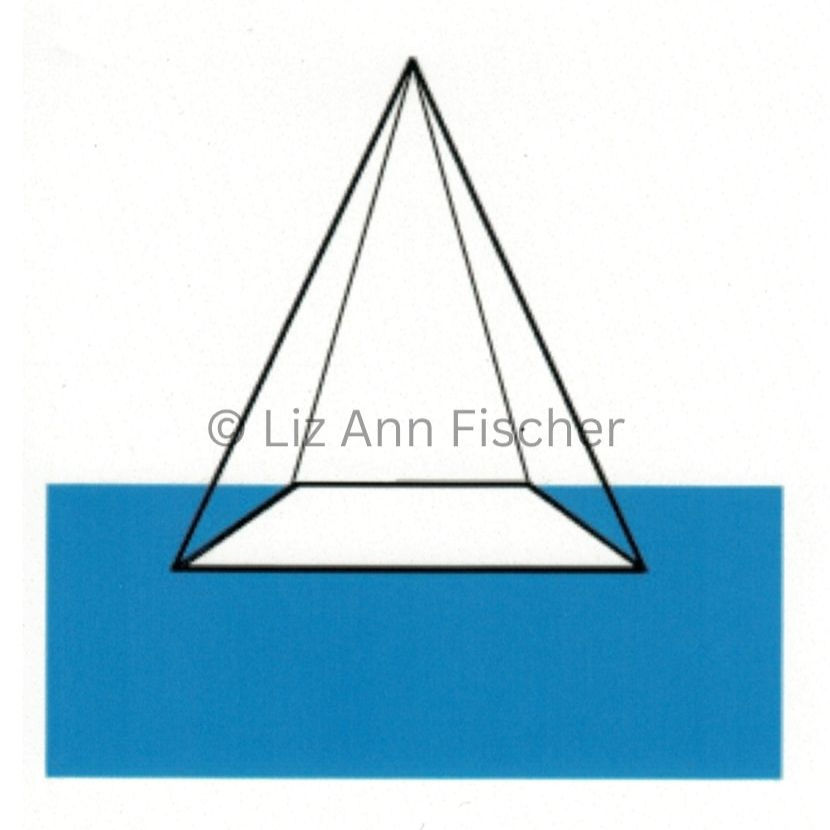 The River Symbol – A four-sided pyramid on a field of blue