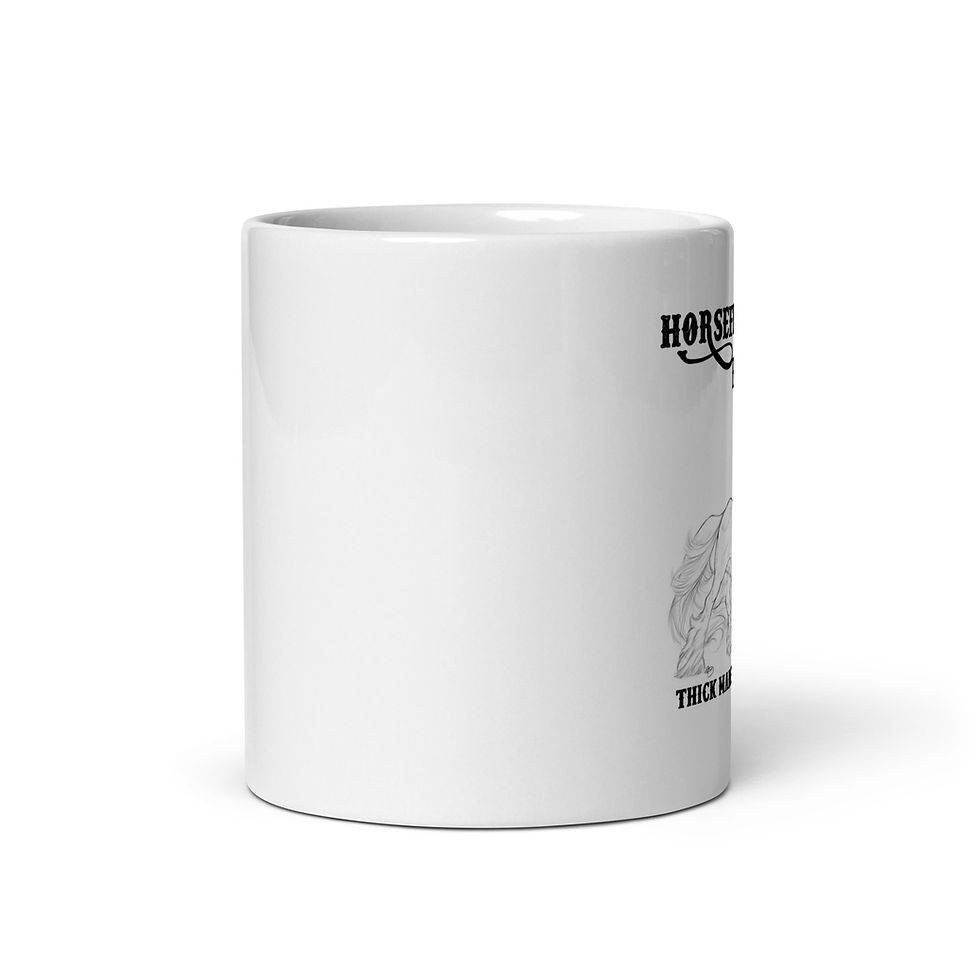 Thumbnail: White Glossy Mug - Horsefeathers Farm Logo
