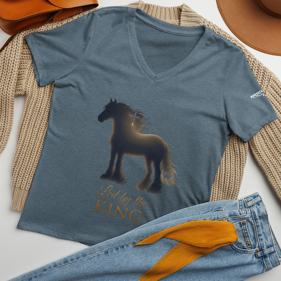 Thumbnail: Women’s relaxed v-neck t-shirt - Led by the King