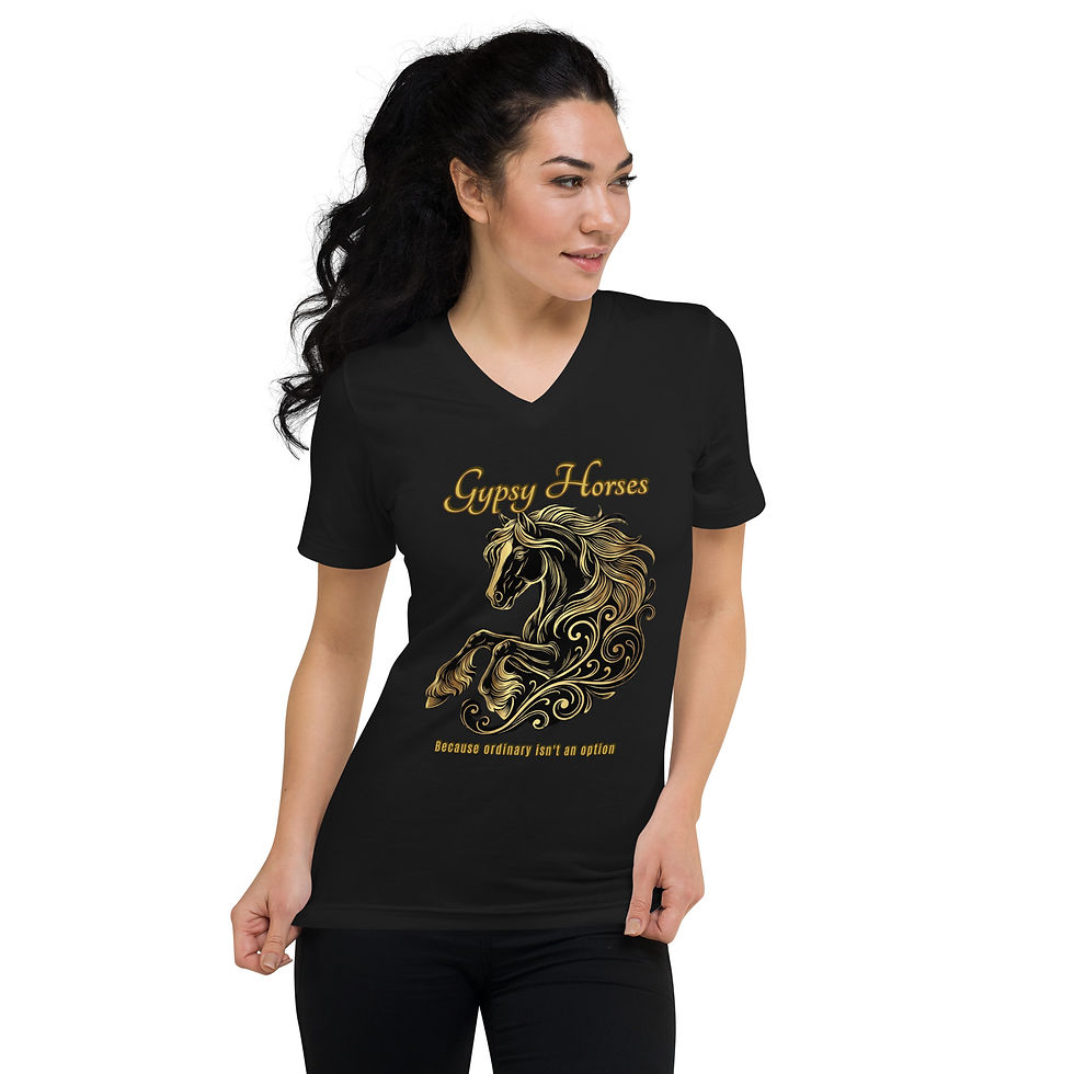 Thumbnail: Unisex Short Sleeve V-Neck T-Shirt - Gypsy Horse Ordinary