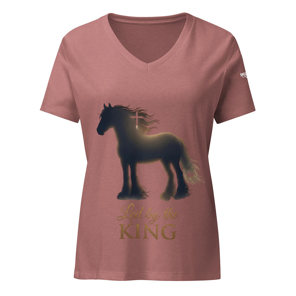 Thumbnail: Women’s relaxed v-neck t-shirt - Led by the King