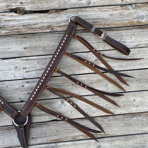 White Buckstitch Breast Collar W Fringe Kay Equine
