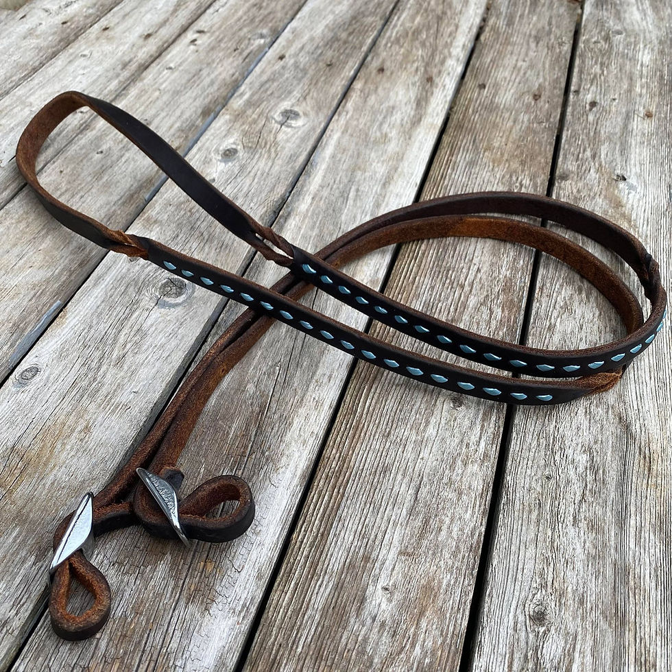 Thumbnail: Metallic Turquoise Buckstitch Reins