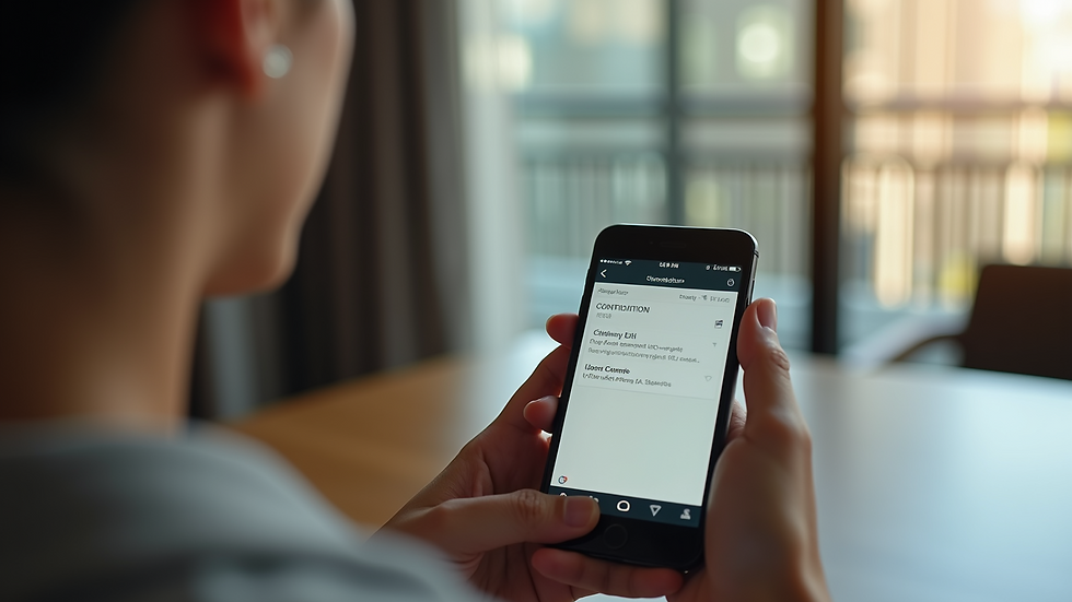 Close-up view of a hotel booking confirmation on a smartphone