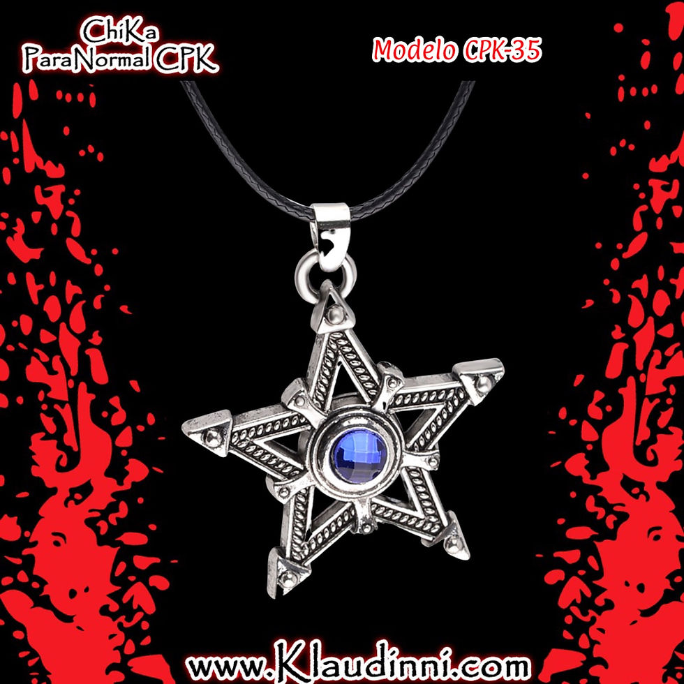 Collar con dije en forma de estrella y piedra morada tornasol