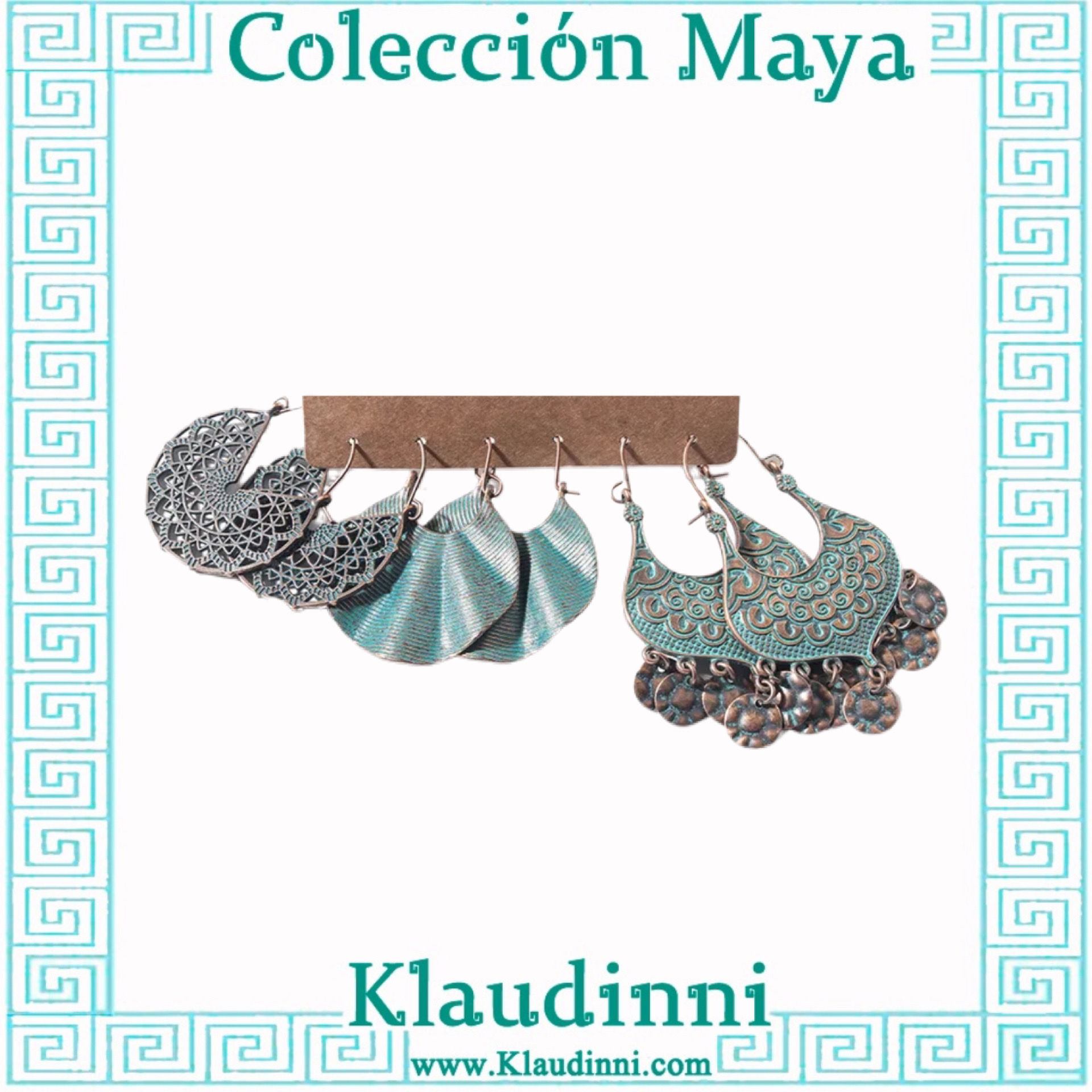 3 pares de aretes arracada rústicos media luna estilo maya
