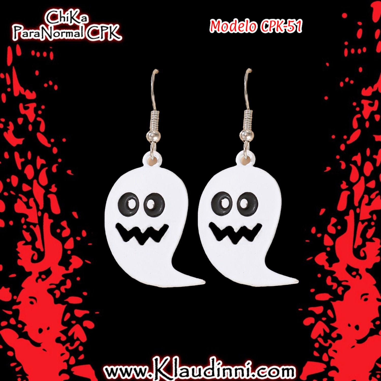 Aretes de fantasmitas en blanco