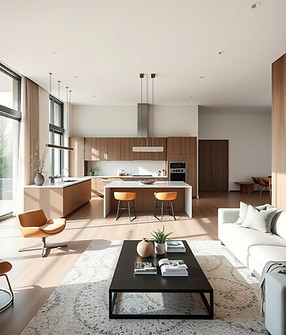 modern and contemporary interior design of kitchen and living room that would feature in A