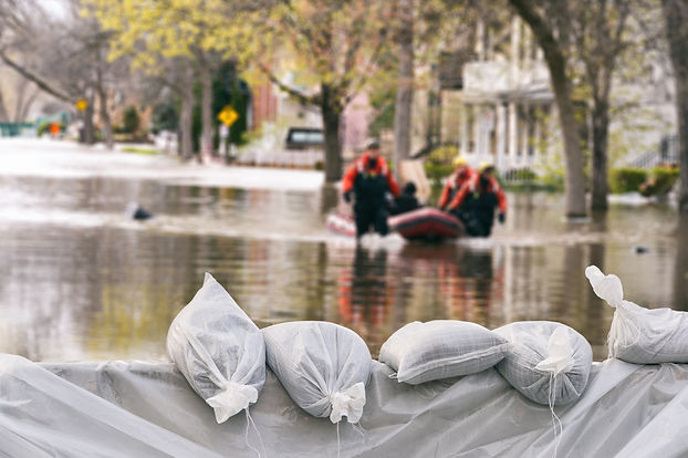 Flooded road with sandbags AdobeStock_169465415