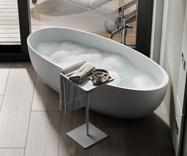 Modern bathtub integrated into a refined bathroom space