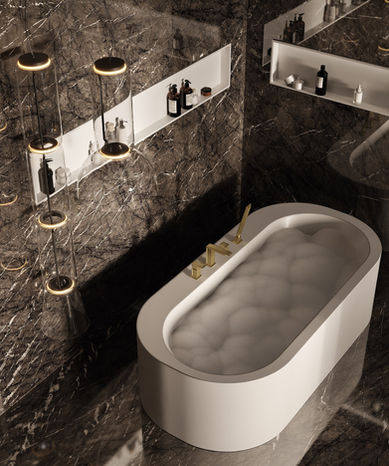 Modern bathtub integrated into a refined bathroom space