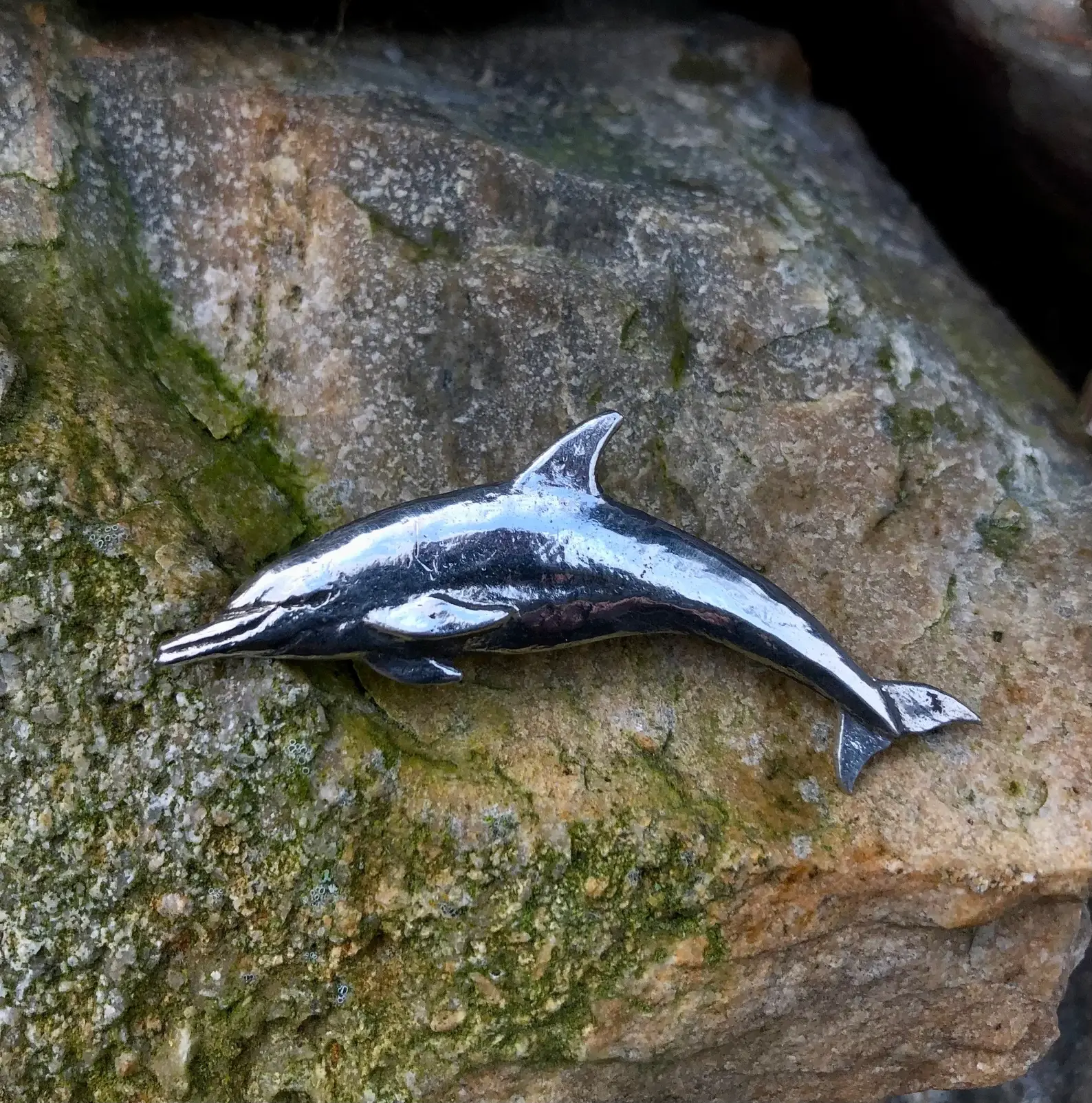 Dolphin Brooch in Pewter