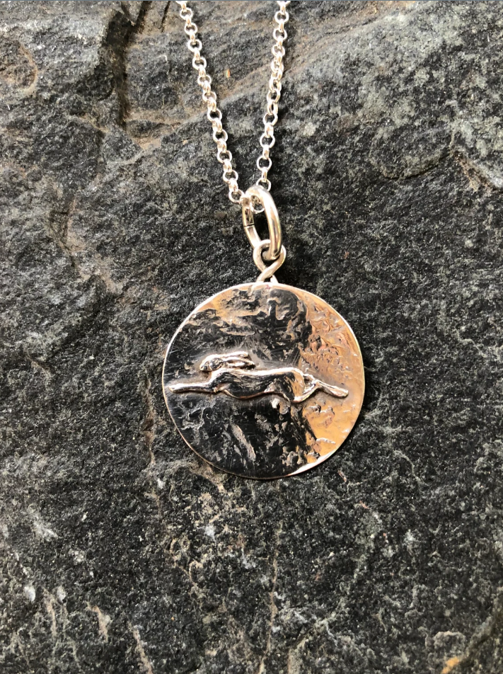 Thumbnail: Running Hare Pendant in Silver