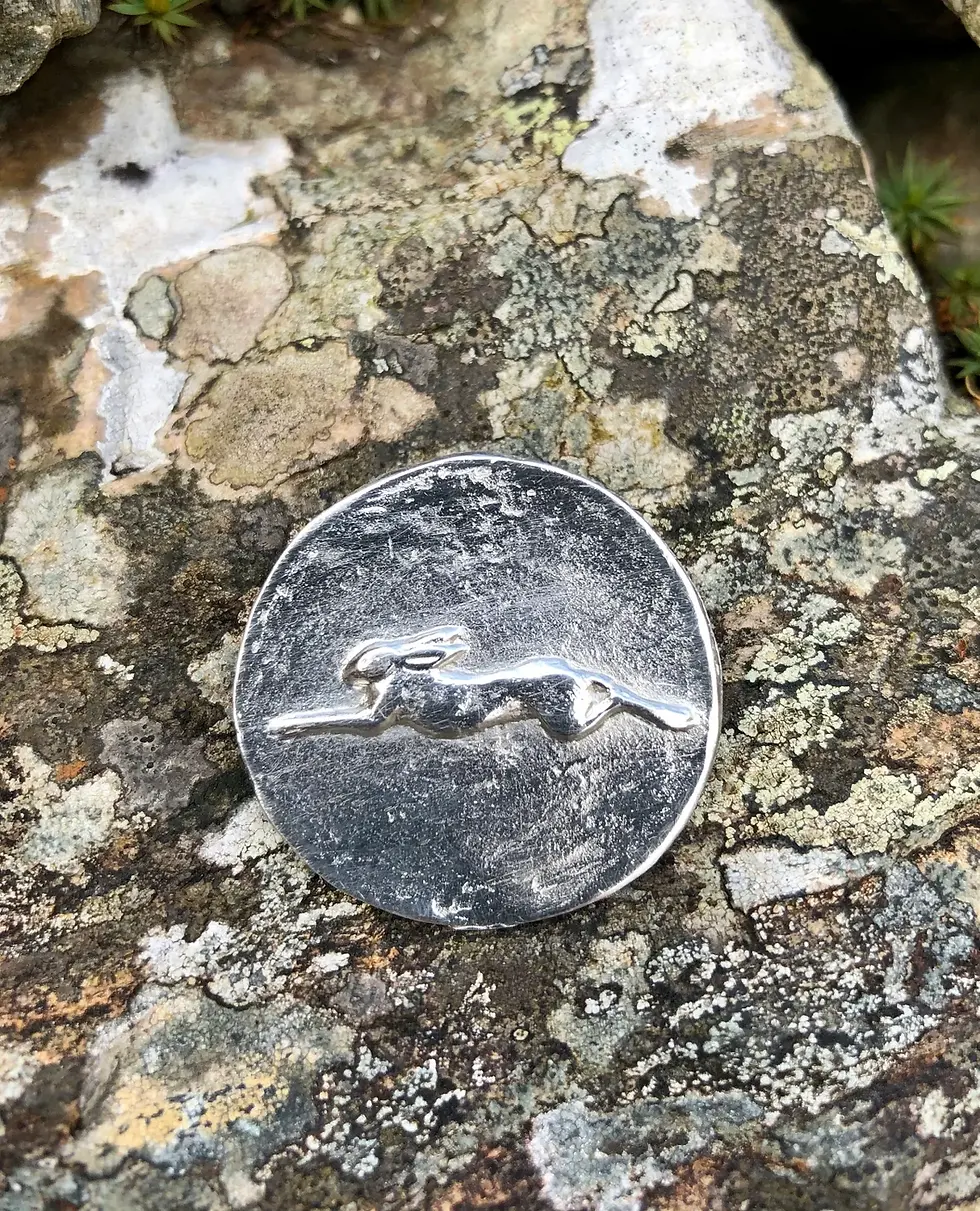 Thumbnail: Running Hare Brooch in Pewter