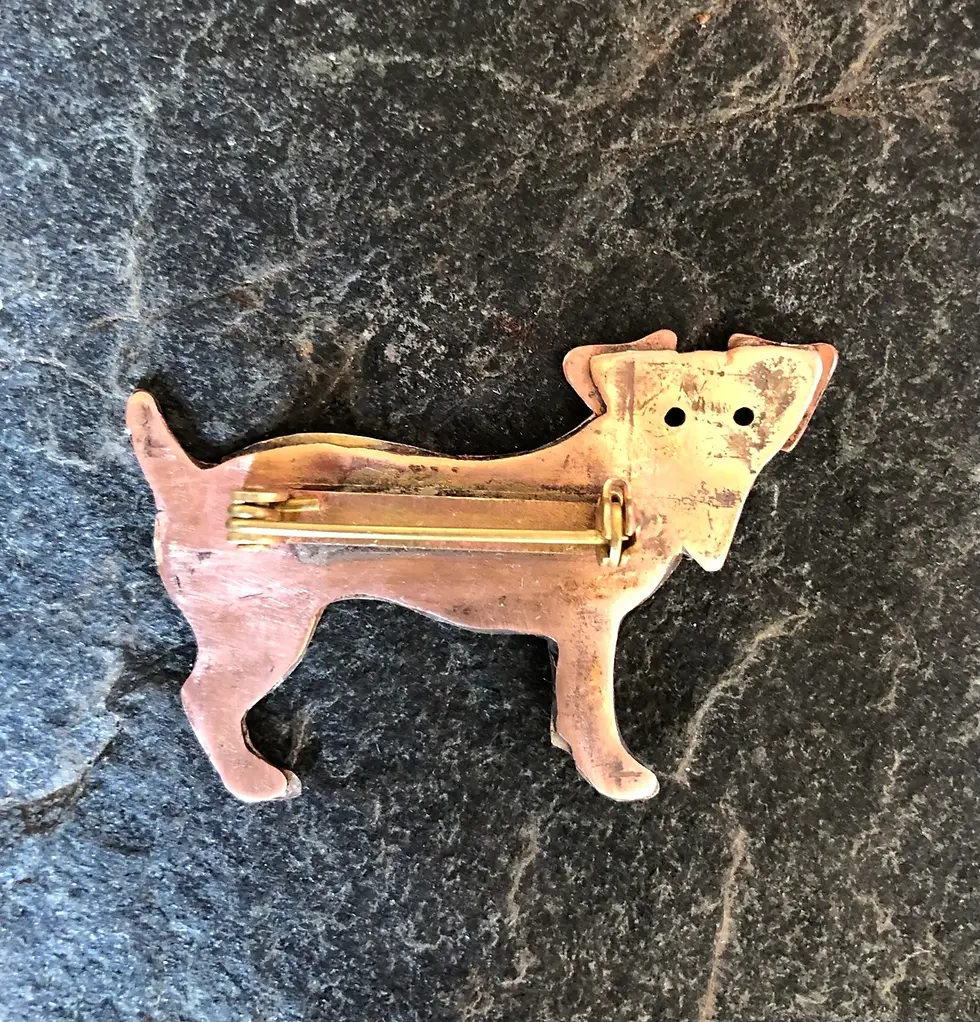 Thumbnail: Jack Russell Dog Brooch in Silver and Copper