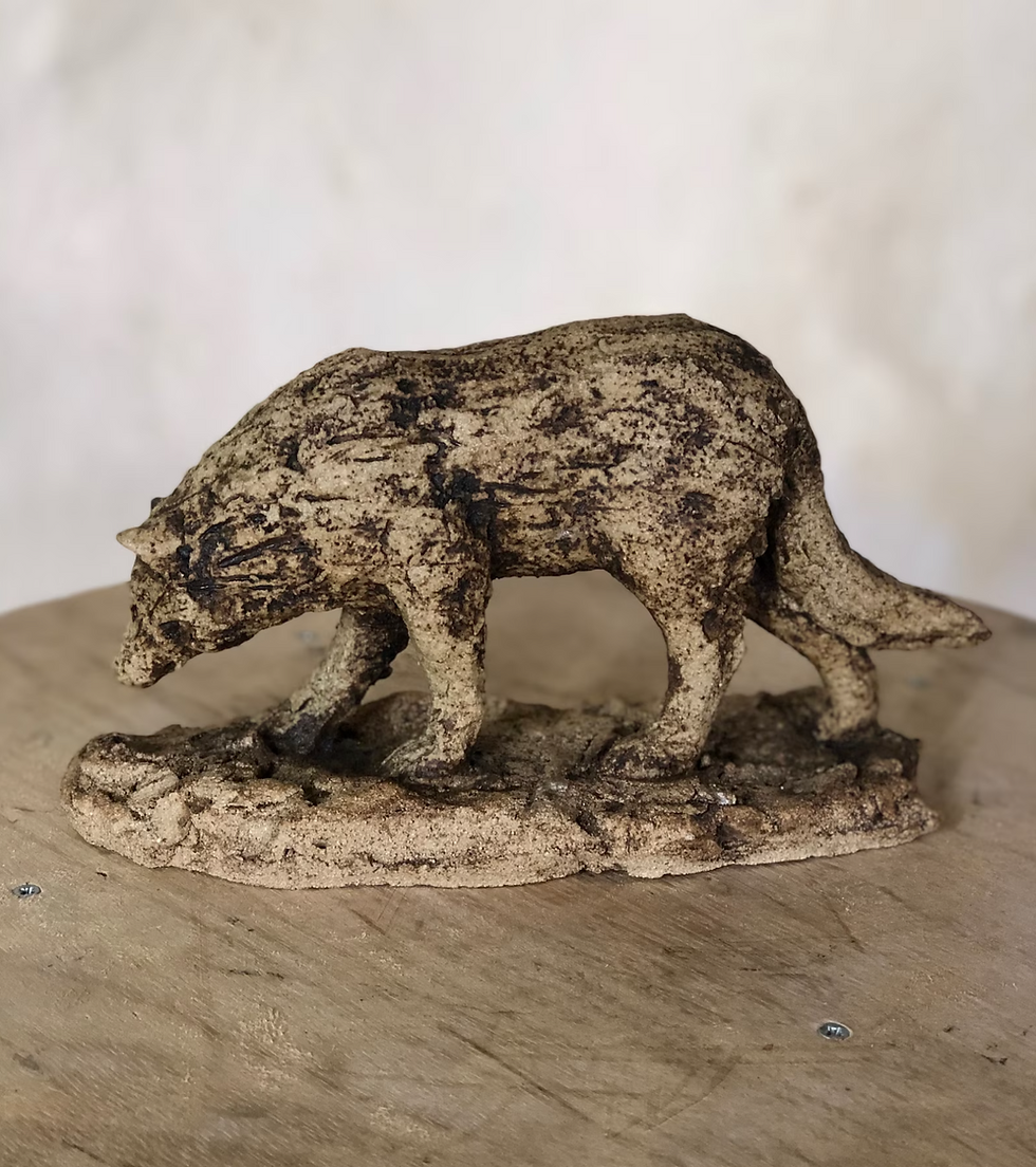 Thumbnail: Wolf Walking Through Storm Ceramic Sculpture by Paul Szeiler