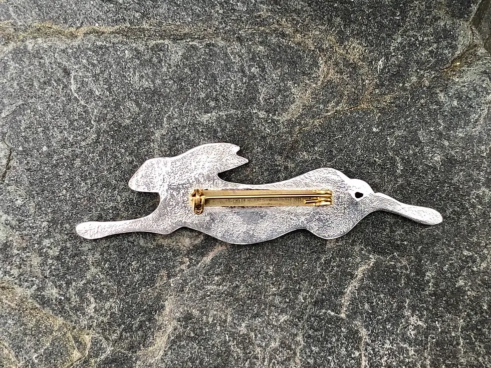 Thumbnail: Hare Brooch in Pewter by Paul Szeiler