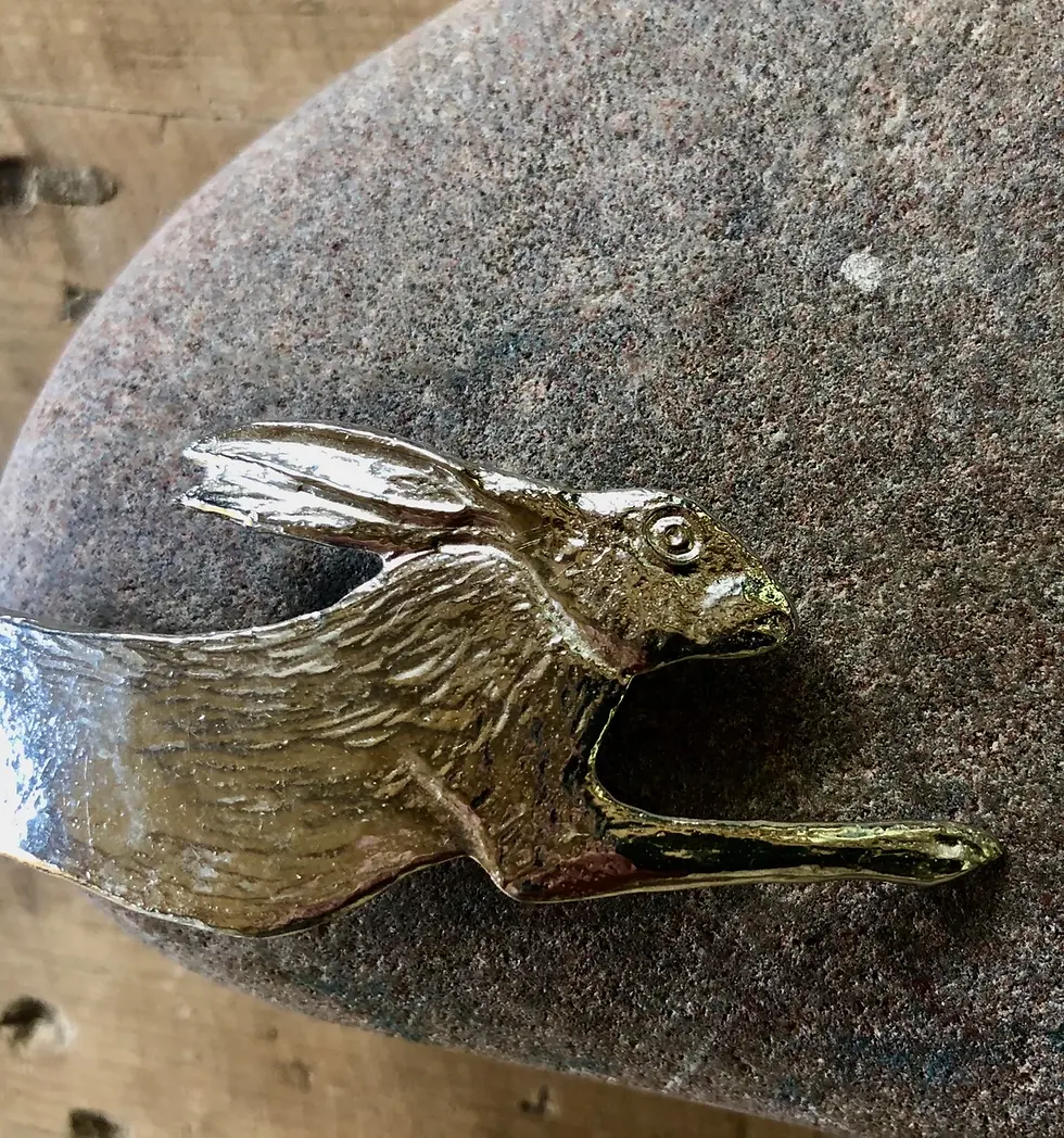 Thumbnail: Running Hare Hair Slide/Clip in Pewter by Paul Szeiler